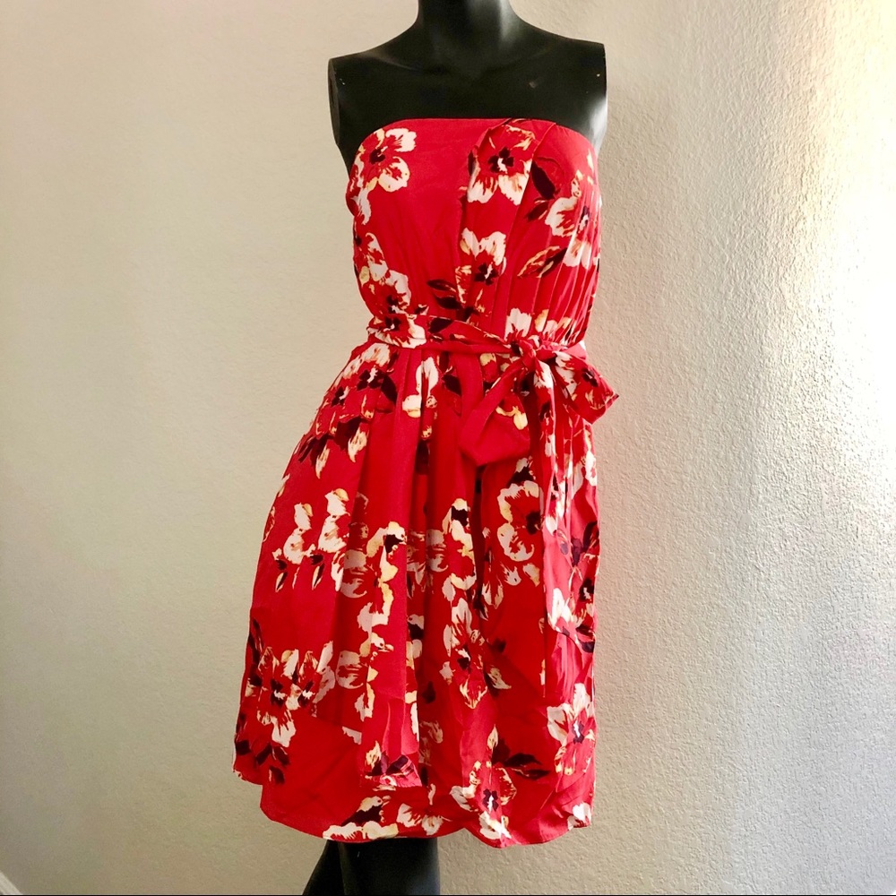 NWOT Express Strapless Waist Tie Dress